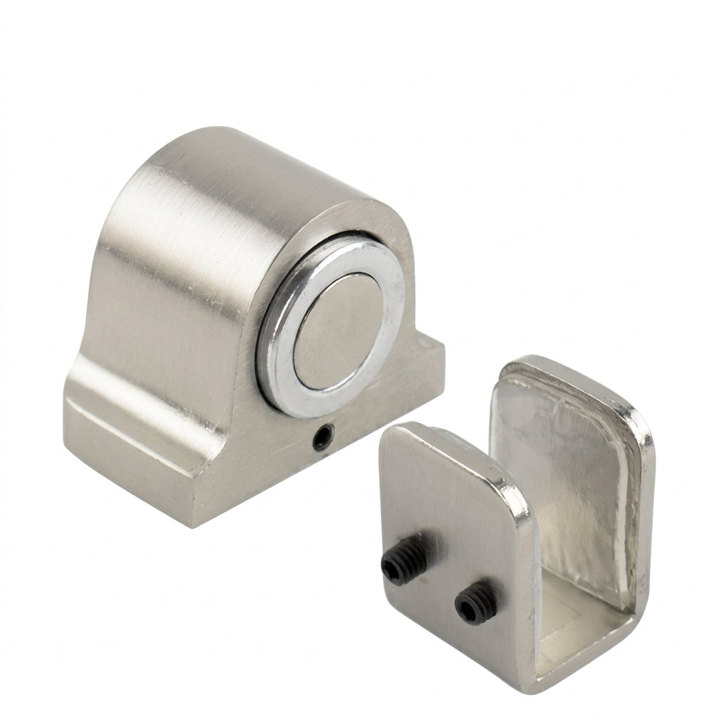 No-Drill Magnetic Glass Door Stopper, Heavy Duty Stainless Steel Floor Stop for 10-12mm Glass